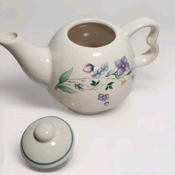 Vintage Pfaltzgraff April Floral Stoneware Nesting Stackable Tea Pot & Mug Set - Picture 3 of 12